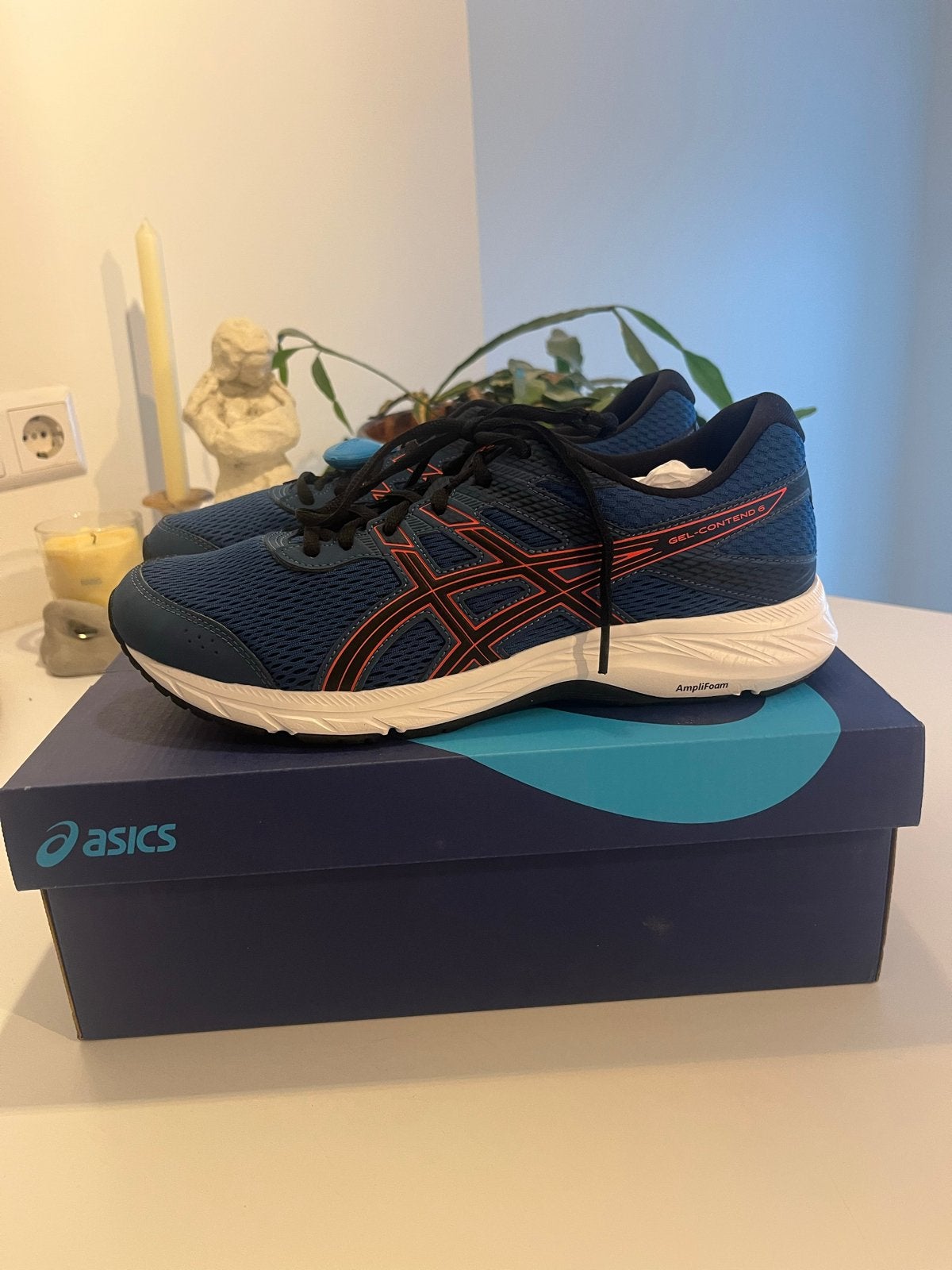 Asics gel- contend 6 blauw maat 43,5, Sport en Fitness, Loopsport en Atletiek, Ophalen of Verzenden, Nieuw, Hardloopschoenen, Asics