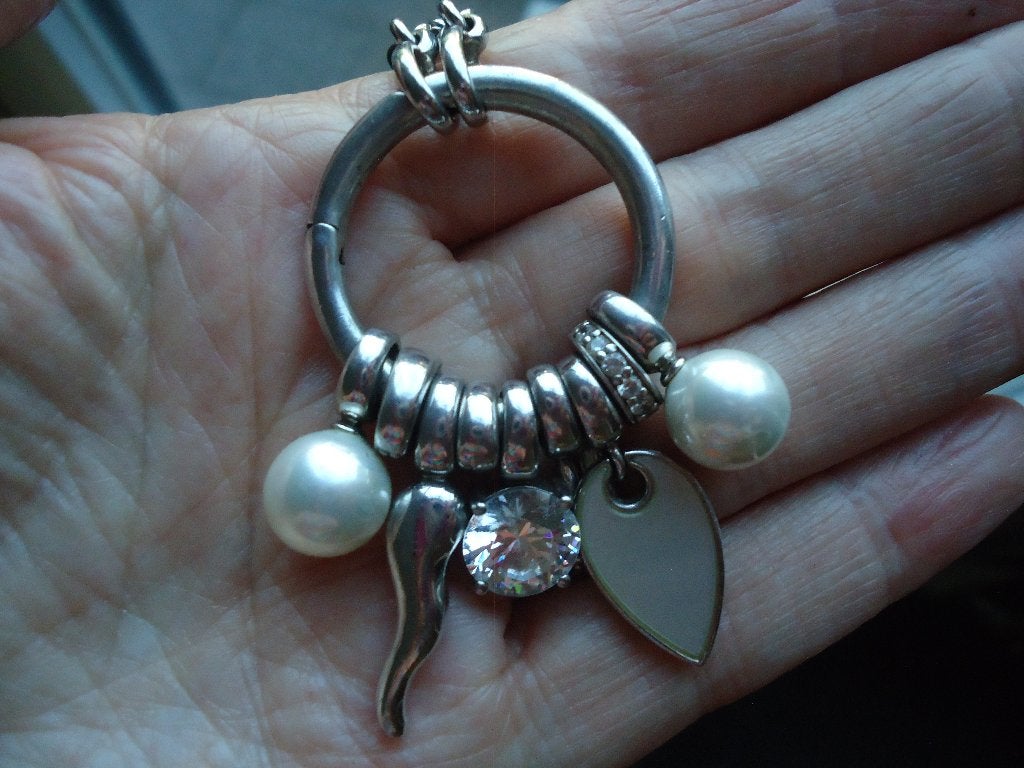 mooie echt zilveren schakel ketting met hanger van tisento, Met hanger, Ophalen of Verzenden, Zo goed als nieuw, Zilver