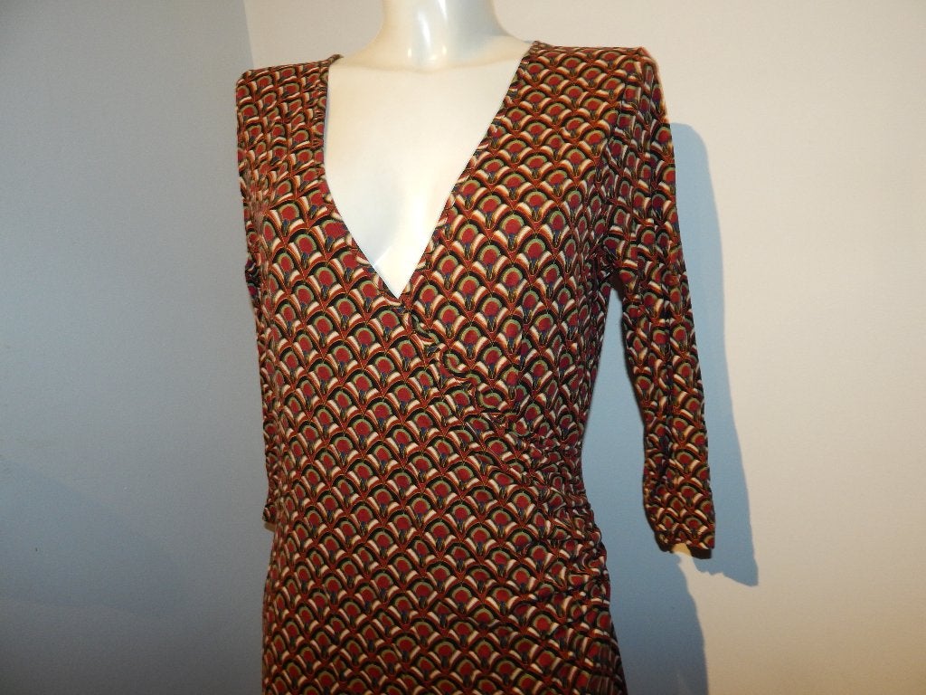 King Louie bordeaux rode jurk waaier look print gesmockt L, Kleding | Dames, Meerkleurig, Maat 42/44 (L), Ophalen of Verzenden