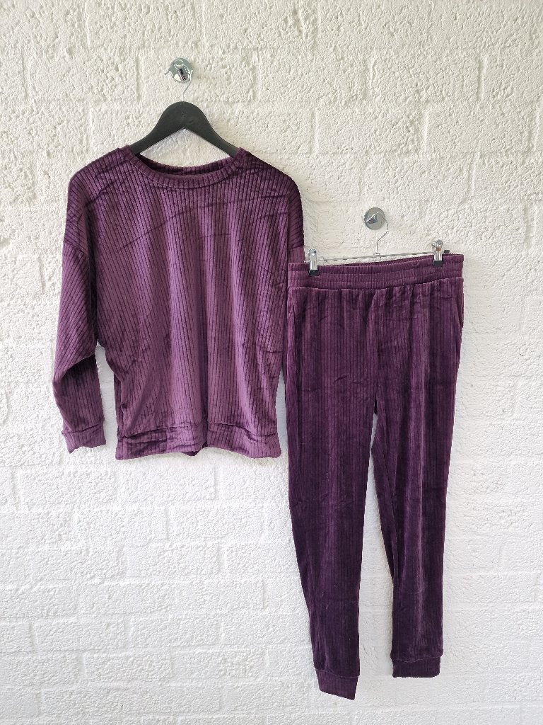Fleece huispak paars S set warm zacht, Kleding | Dames, Ophalen of Verzenden, Zo goed als nieuw, Paars