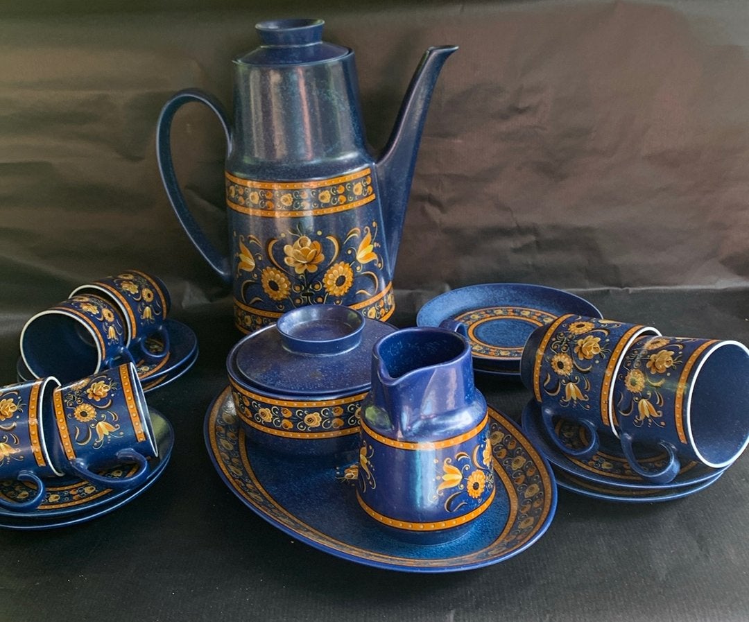 Vintage Mitterteich Bavaria Servies - Blauw met Bloemen, Ophalen of Verzenden