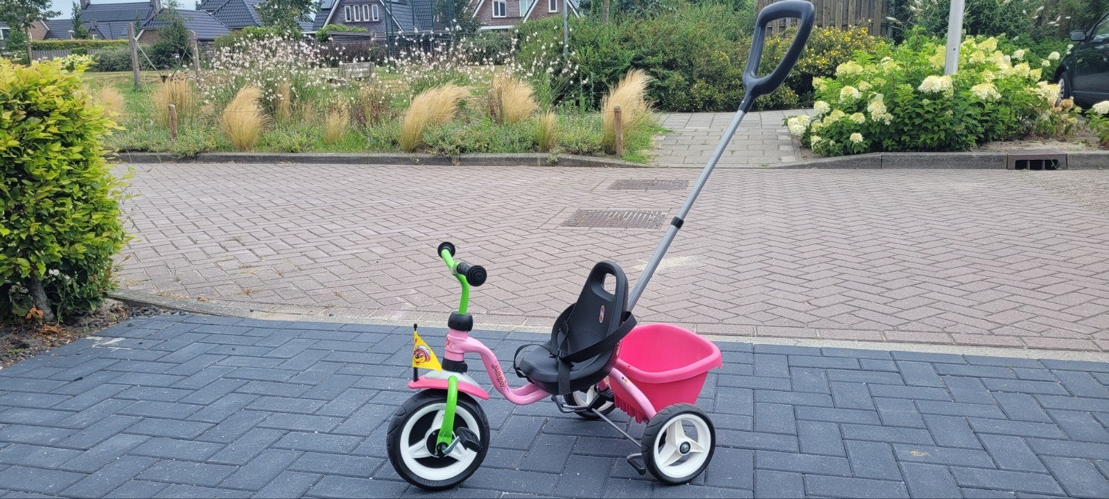 Puky driewieler met duwstang - Roze/Groen, Ophalen, Verstelbare zitting, Velgrem, Puky