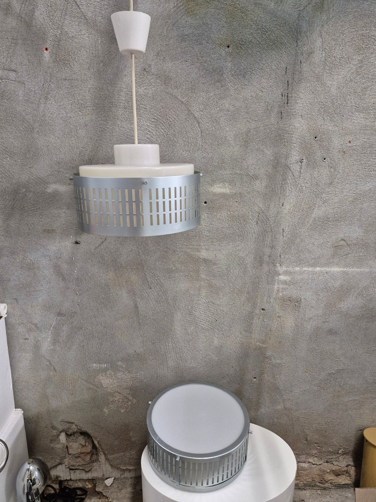 Set van Vintage ikea utang hanglamp en plafonnière, Kunststof, Vintage, Ophalen of Verzenden, Zo goed als nieuw