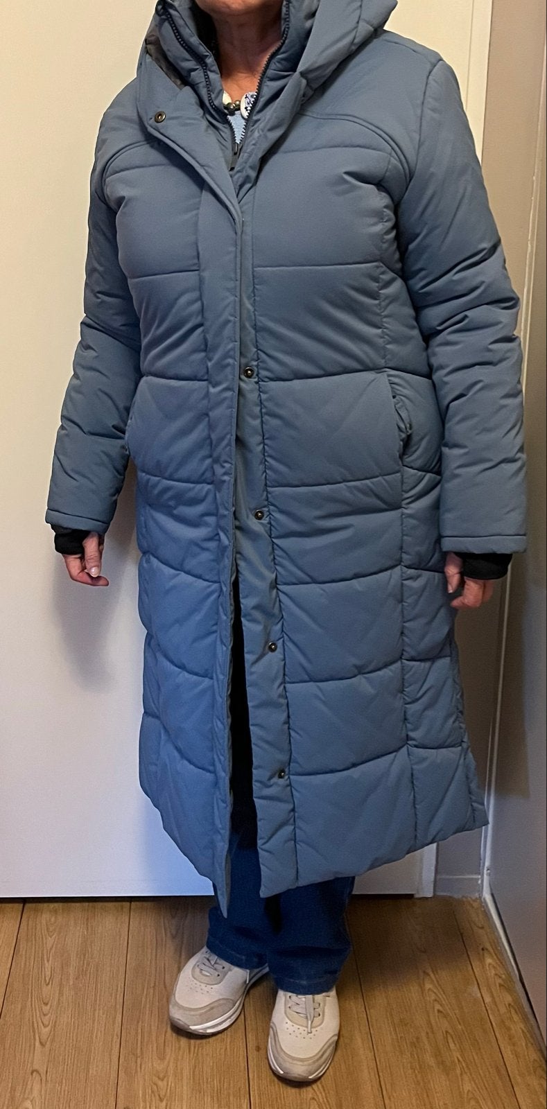 Lange gewatteerde SHERPA jas - Blauw (jeans), Ophalen of Verzenden, Gedragen, Maat 42/44 (L), Blauw