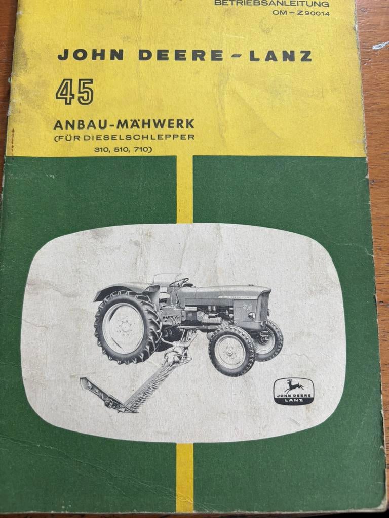 John deere Lanz duitse handleiding voor aanbouwmaaier 45, Ophalen of Verzenden