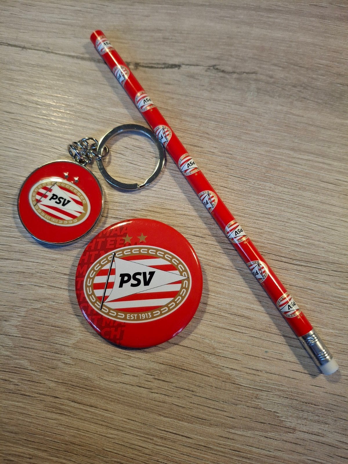 PSV sleutelhanger, button en potlood, Verzamelen, Ophalen of Verzenden, Nieuw, PSV, Overige typen