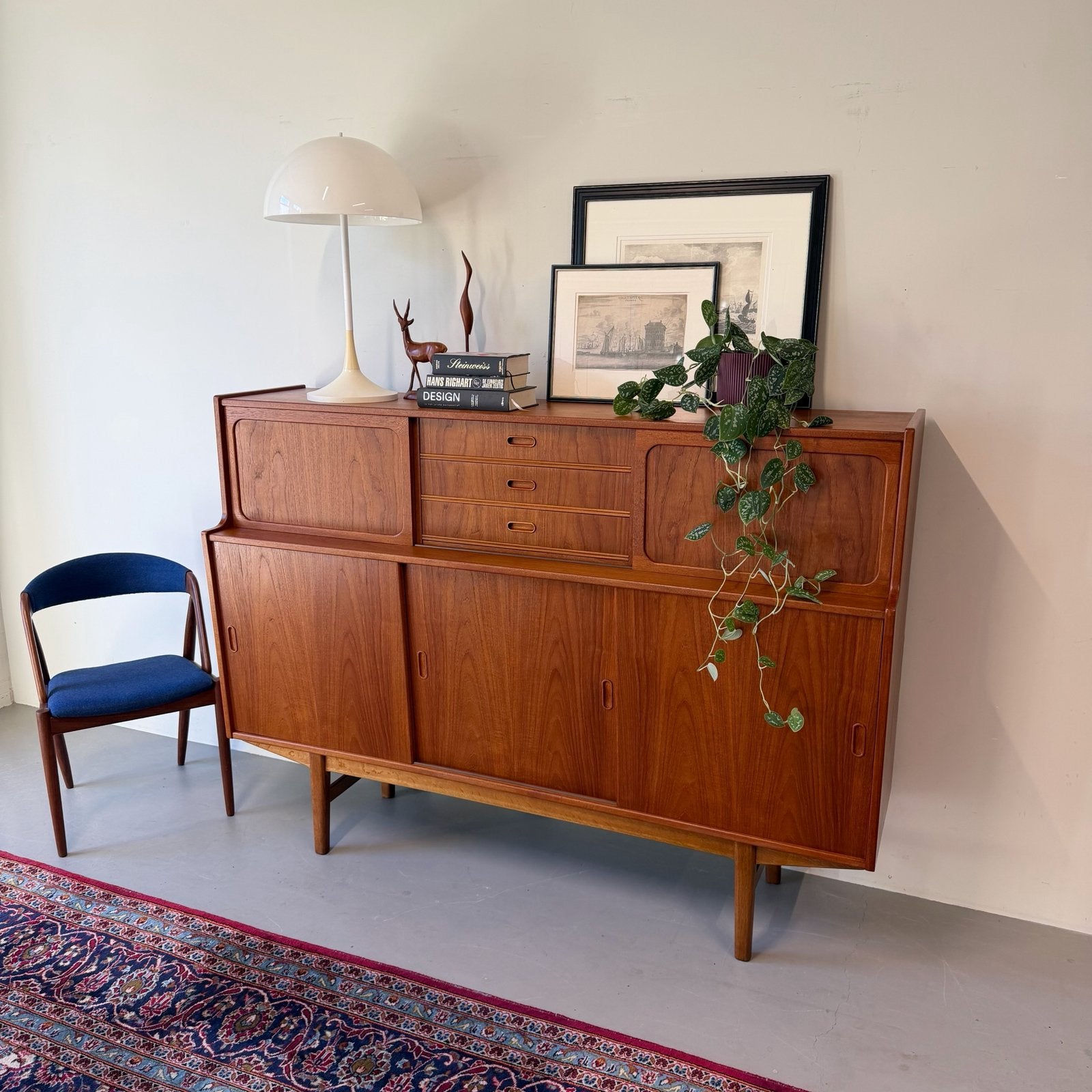 Vintage highboard, Deens 2/2, Huis en Inrichting, Gebruikt, ., 150 tot 200 cm, Ophalen of Verzenden
