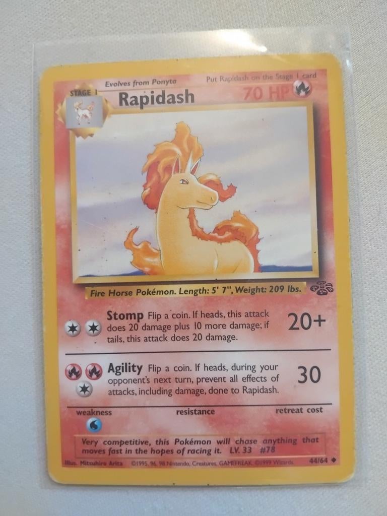 Rapidash 44/64 Jungle Set Pokémon Kaart (Engels), Ophalen of Verzenden, Gebruikt, Losse kaart