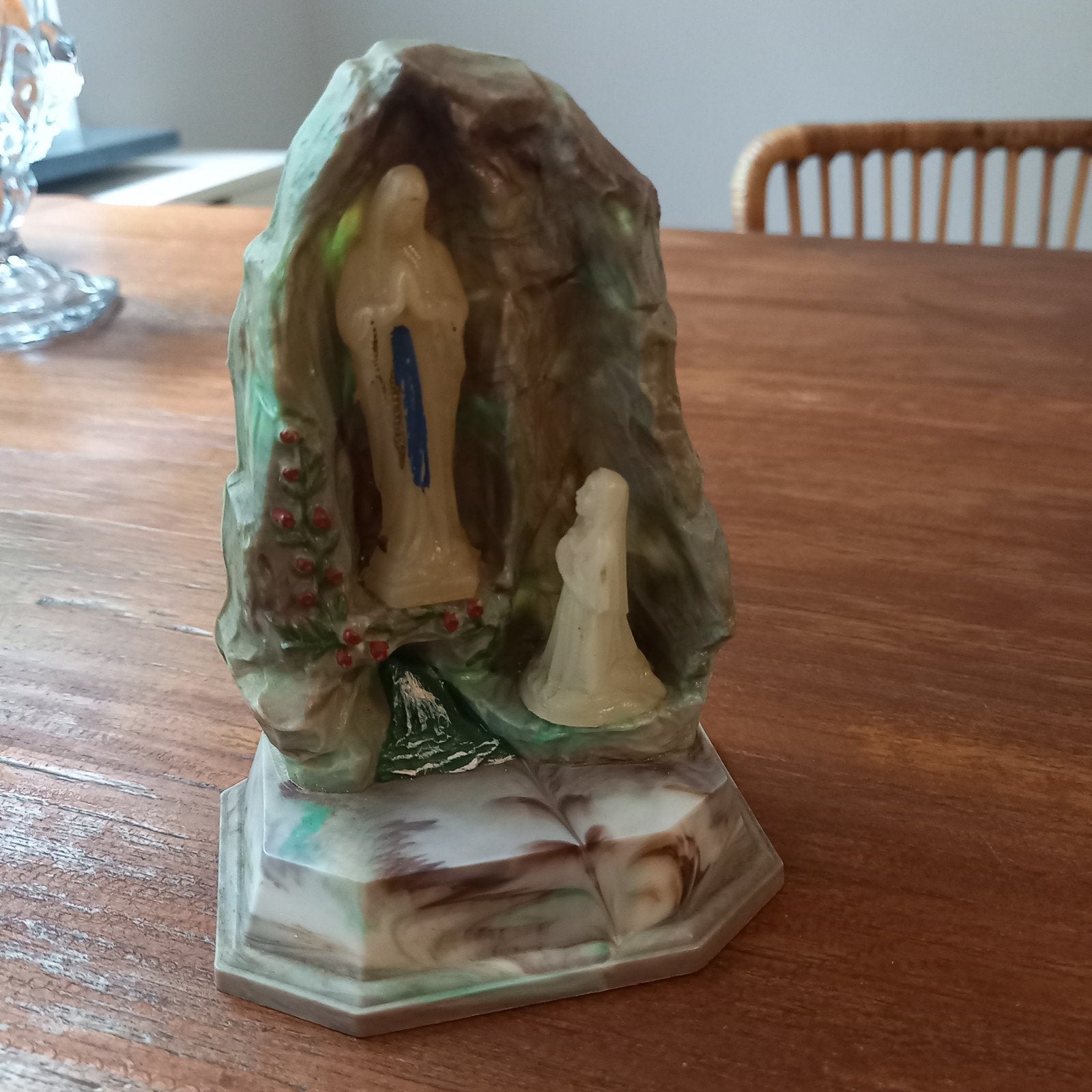 Plastic Lourdes Grot Beeldje Jaren 50/60 Maria Bernadette, Antiek en Kunst, Ophalen of Verzenden