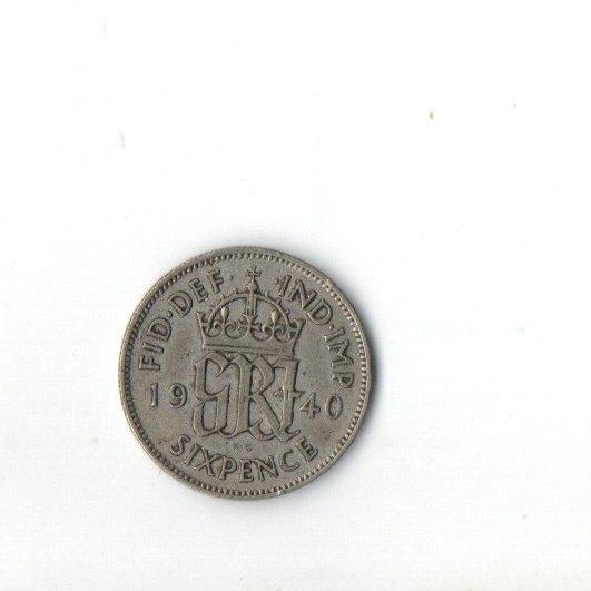 Verenigd Koninkrijk 6 pence 1940, Verzenden, Overige landen, Losse munt, Zilver