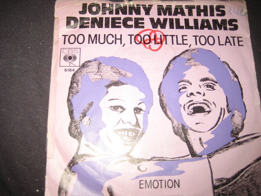 Johnny Mathis+Deniece Williams: Too much,too little,too late, Ophalen of Verzenden, Zo goed als nieuw, Pop