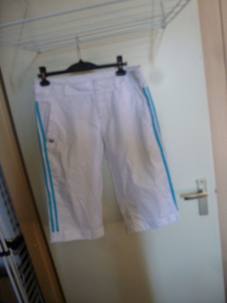 sportbroek knie ADIDAS WIT AZUUR BLAUW 42 -GRATIS zend, Verzenden, Wit, Maat 42/44 (L), Fitness of Aerobics