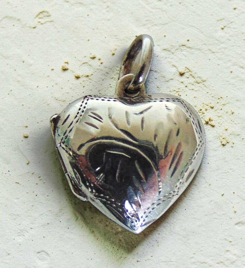 Mooie 925 zilveren GRAVURE hart medaillon locker hanger!, Verzenden, Zo goed als nieuw, X, Hart