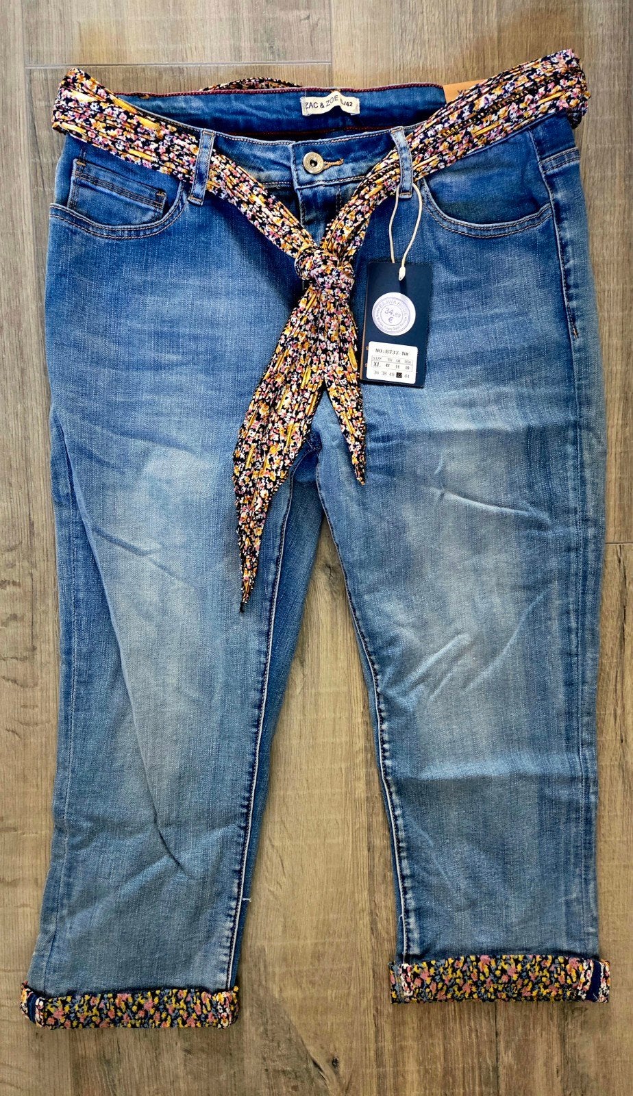 ZAC & ZOE Paris Capri Jeans met Riem XL/42 (2), Kleding | Dames, Blauw, Nieuw, Ophalen of Verzenden, W33 - W36 (confectie 42/44)
