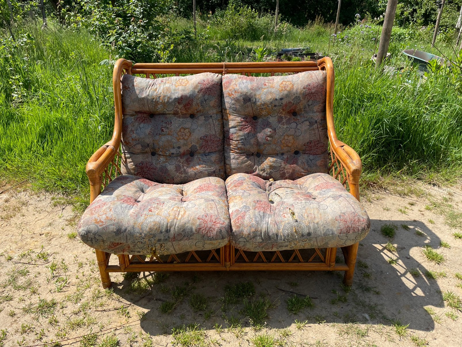 Rotan bankje, Tuin en Terras, Tuinbanken, Gebruikt, Rotan, Ophalen