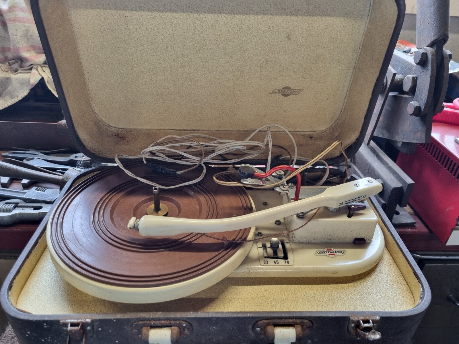 Vintage Joboton Platenspeler in Koffer - Opknapper, Audio, Tv en Foto, Platenspelers, Ophalen of Verzenden, Overige merken