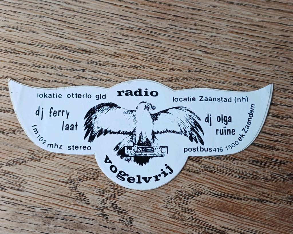 Sticker piraat Radio Vogelvrij, Ferry/Olga, OTTERLO ZAANSTAD, Ophalen of Verzenden, Zo goed als nieuw