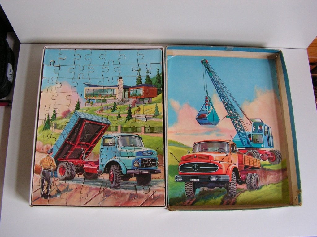 Kolibri 4851 Mercedes-Benz LAK legpuzzle 70 stukjes ca 1965, Ophalen of Verzenden, Gebruikt, Bus of Vrachtwagen, Overige merken