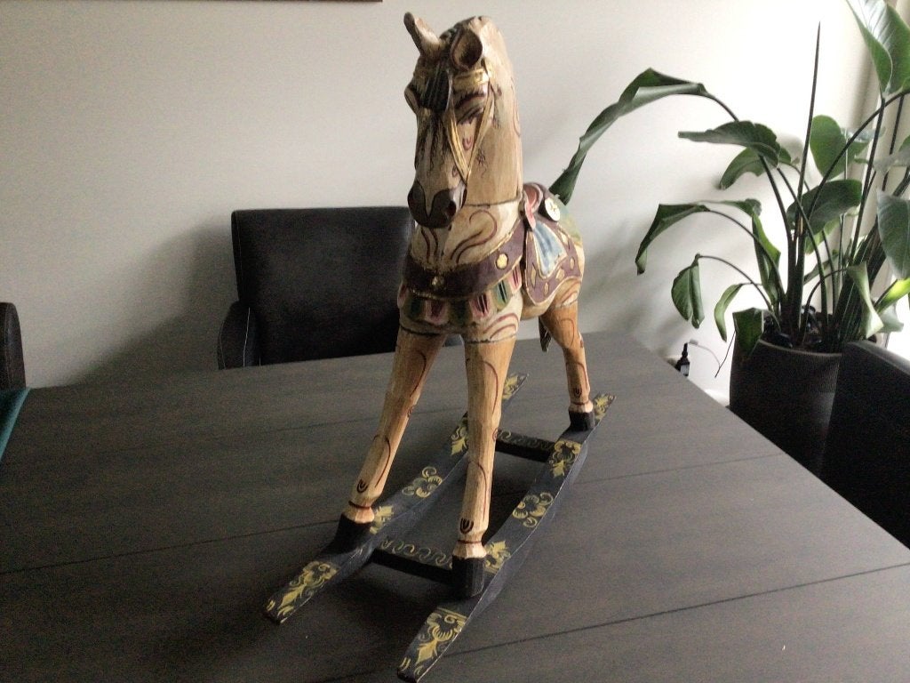 Uniek houten kermis paard - 65x66 cm, Ophalen of Verzenden