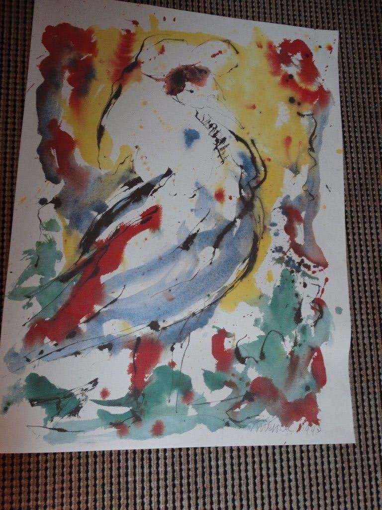 nic jonk 1993 handgesigneerd  niet genummerd orgineel, Ophalen of Verzenden, Aquarel, Dieren