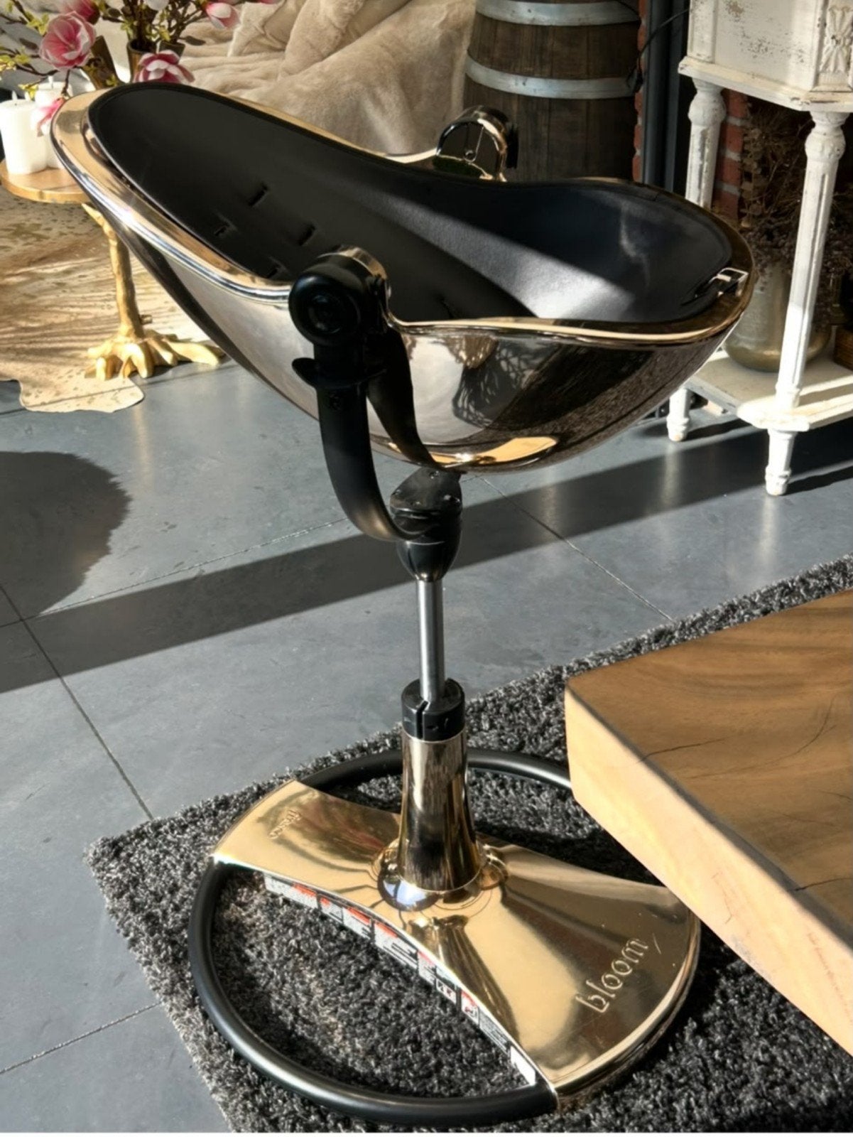 Luxe Bloom Fresco kinderstoel goud/zwart, Ophalen of Verzenden, Zo goed als nieuw, Overige typen, Aanschuifbaar