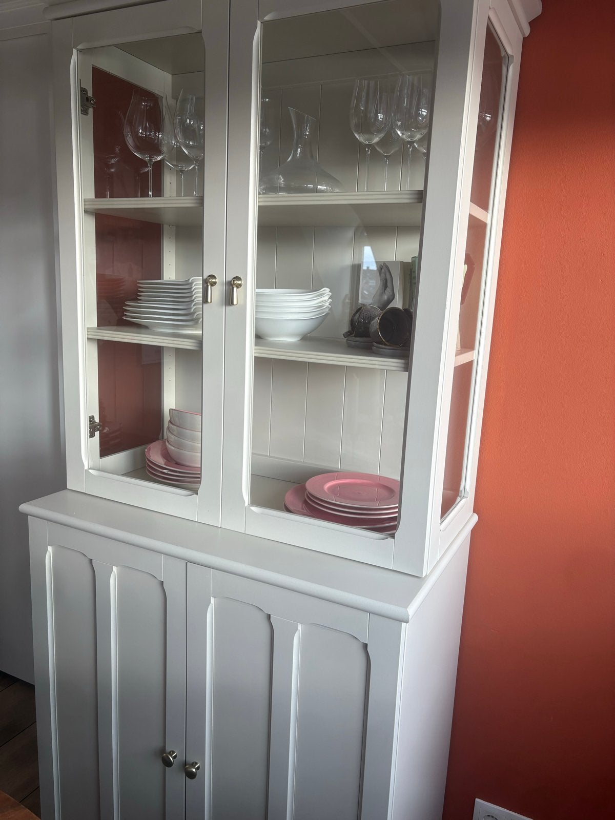 IKEA LOMMARP Vitrinekast / Buffetkast Wit - Landelijk/Klassi, Ophalen, Gebruikt, 50 tot 100 cm, Glas