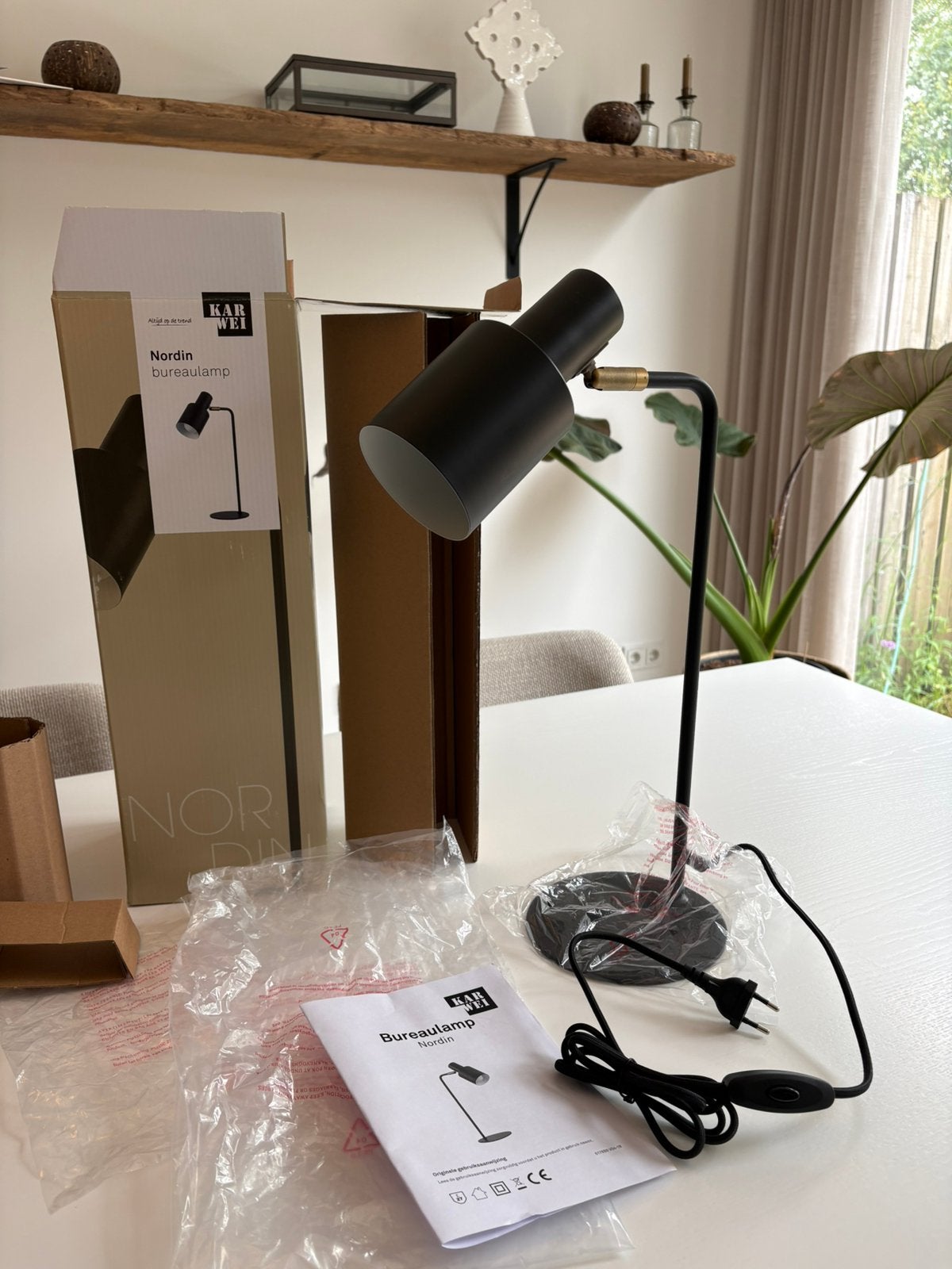 KARWEI tafellamp Nordin zwart (mat) ø17x49cm, Ophalen, Bureaulamp, Overige merken, E27 (groot)