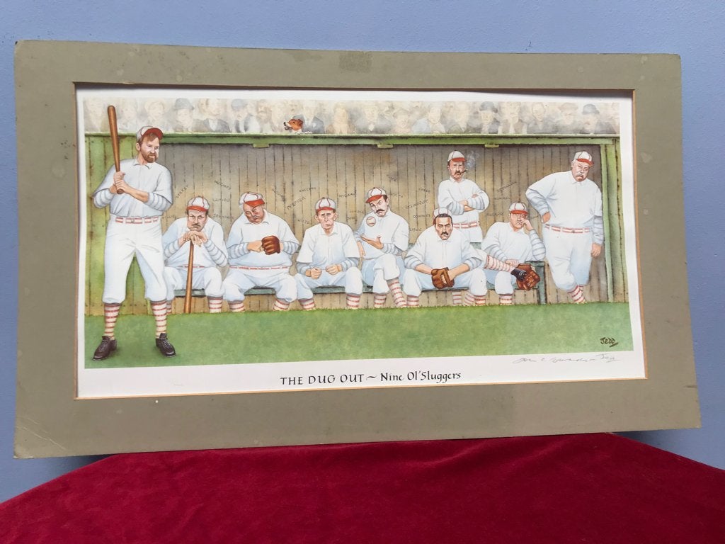 Sport spotprent Honkbal., Ophalen of Verzenden