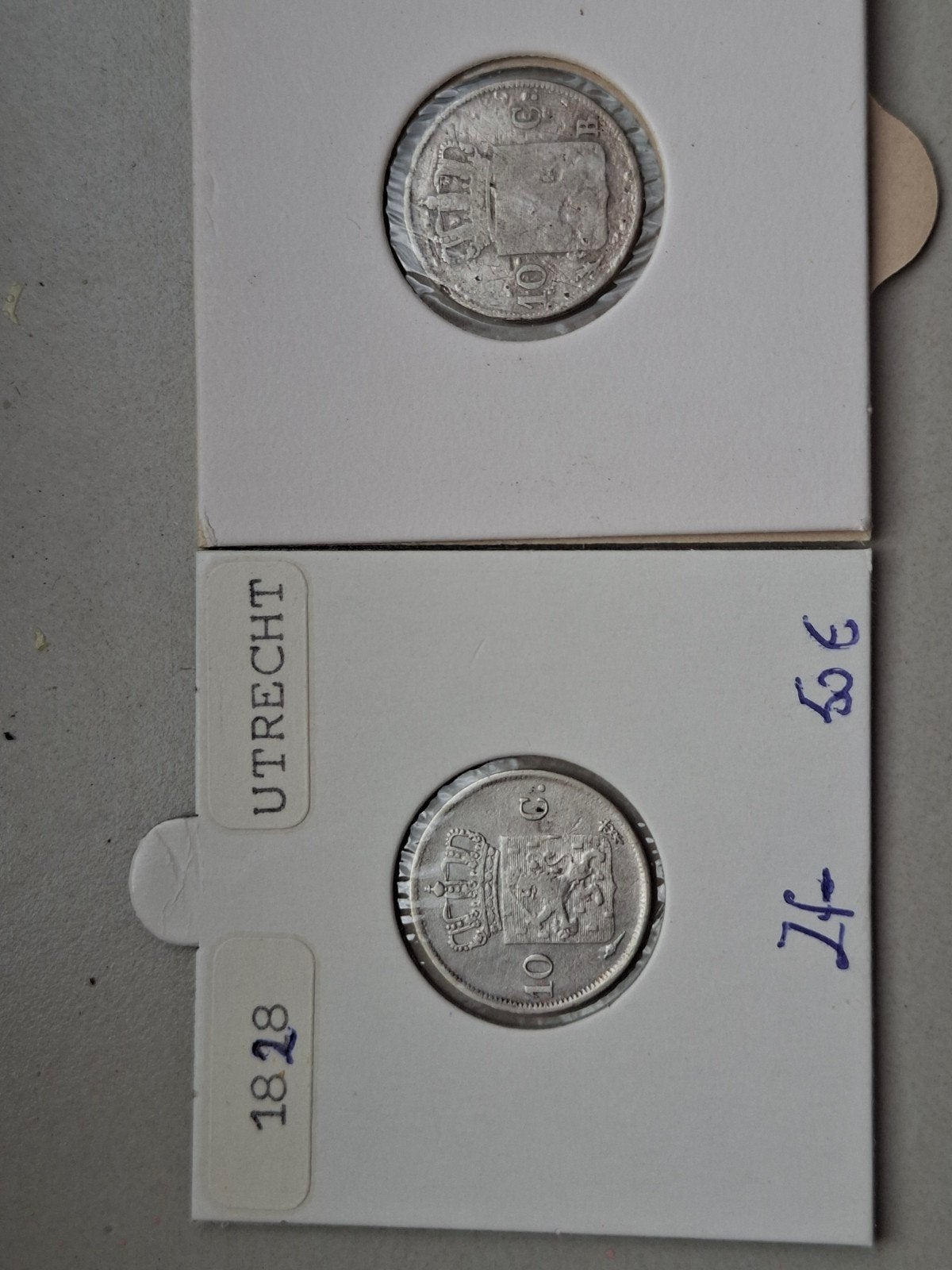 10 cent 1828 u + 10 cent 1828 schaars! Willem 1, Setje, Zilver, Ophalen of Verzenden, 10 cent