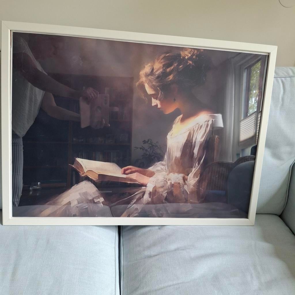 Schilderij op Canvas Meisje leest boek., Ophalen, Minder dan 75 cm, 50 tot 75 cm