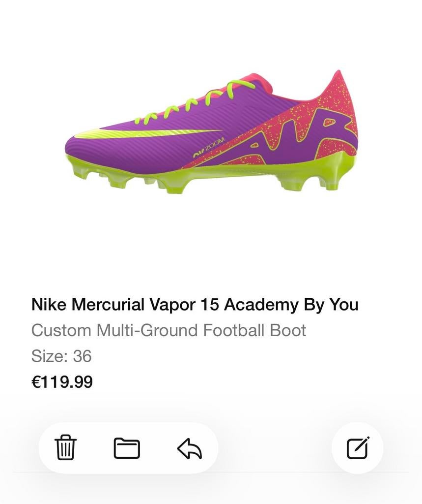 Unieke Custom Nike Mercurial Voetbalschoenen - Maat 36, Ophalen, Nieuw, Schoenen