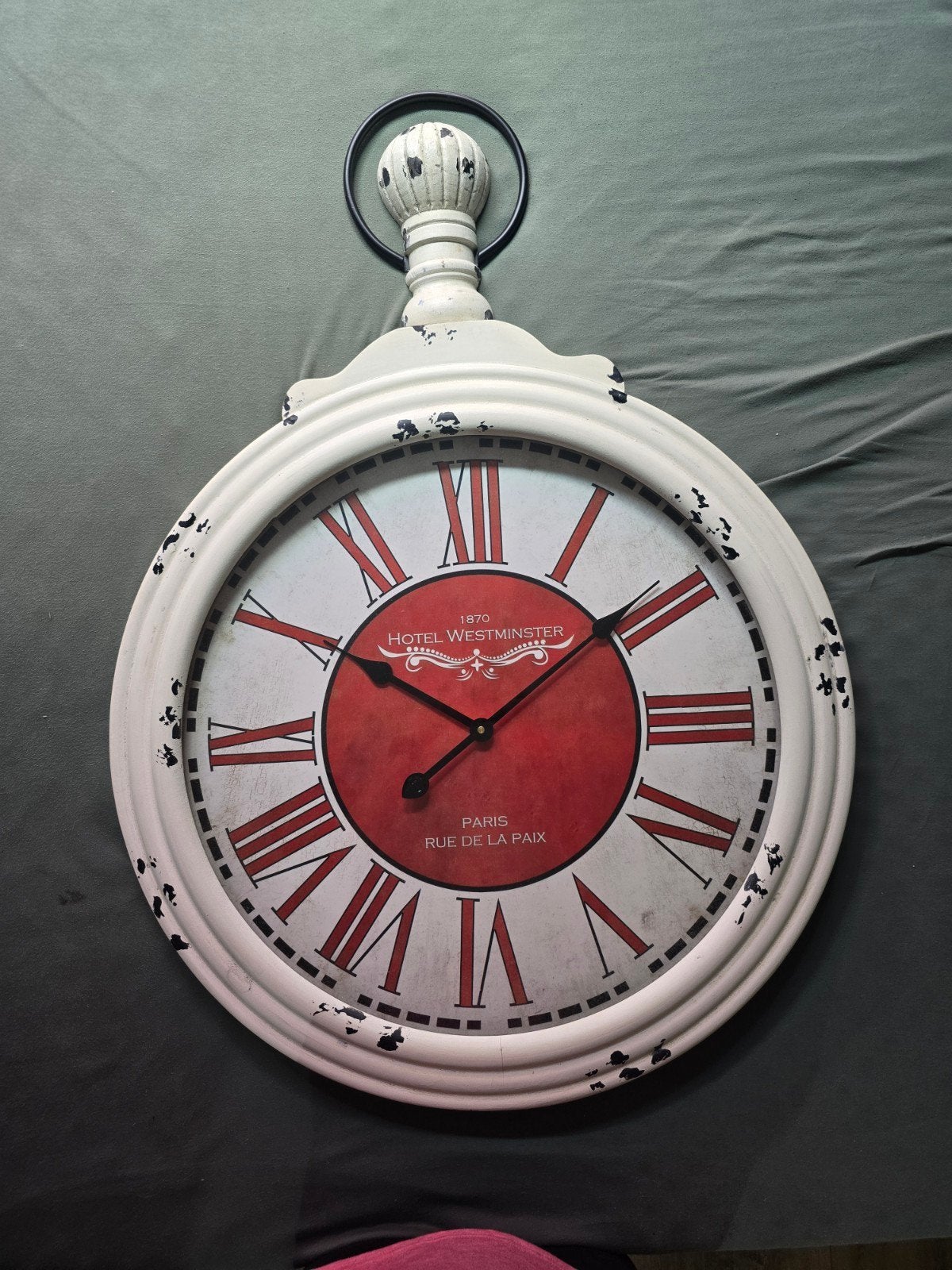 Grote wandklok 'Hotel Westminster' - 102 cm hoog, nieuw, Wandklok, Wit, Vintage, Analoog