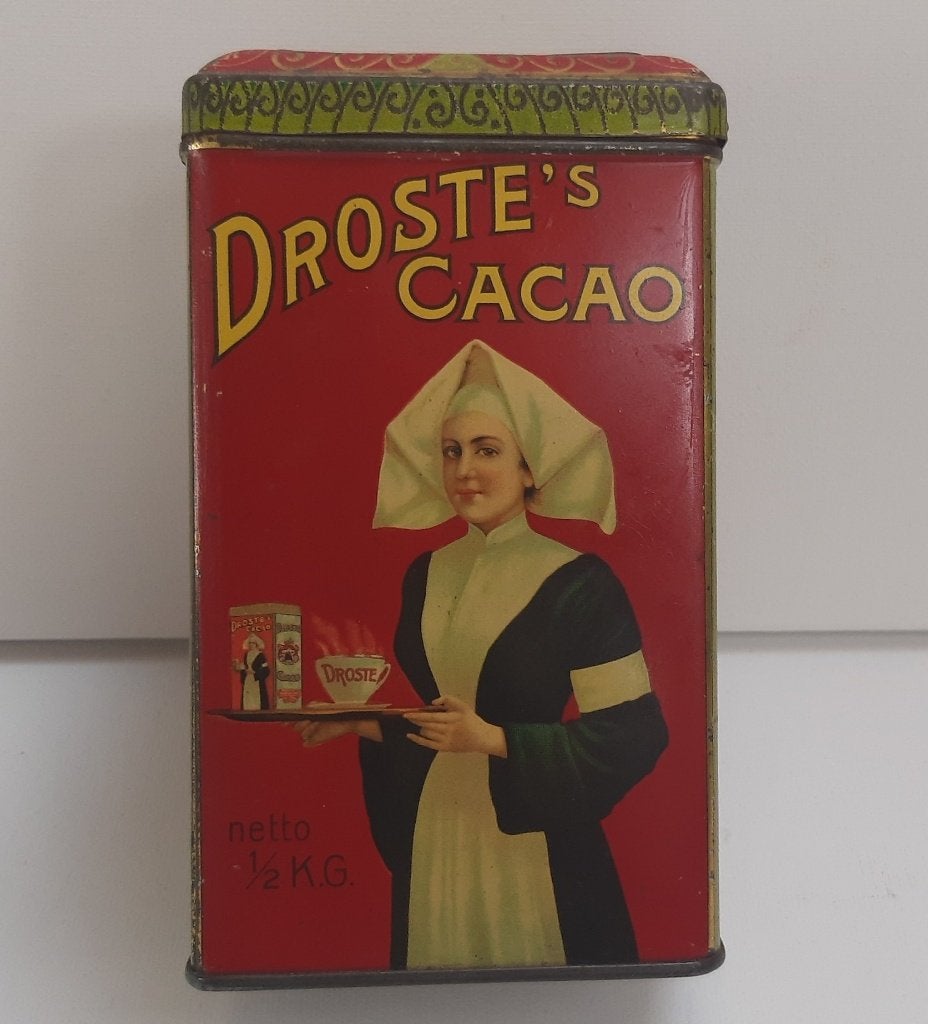 066a-Zeldzaam mooi antiek, Droste blikje, cacao., Verzamelen, Ophalen of Verzenden, Zo goed als nieuw, Overige, Droste