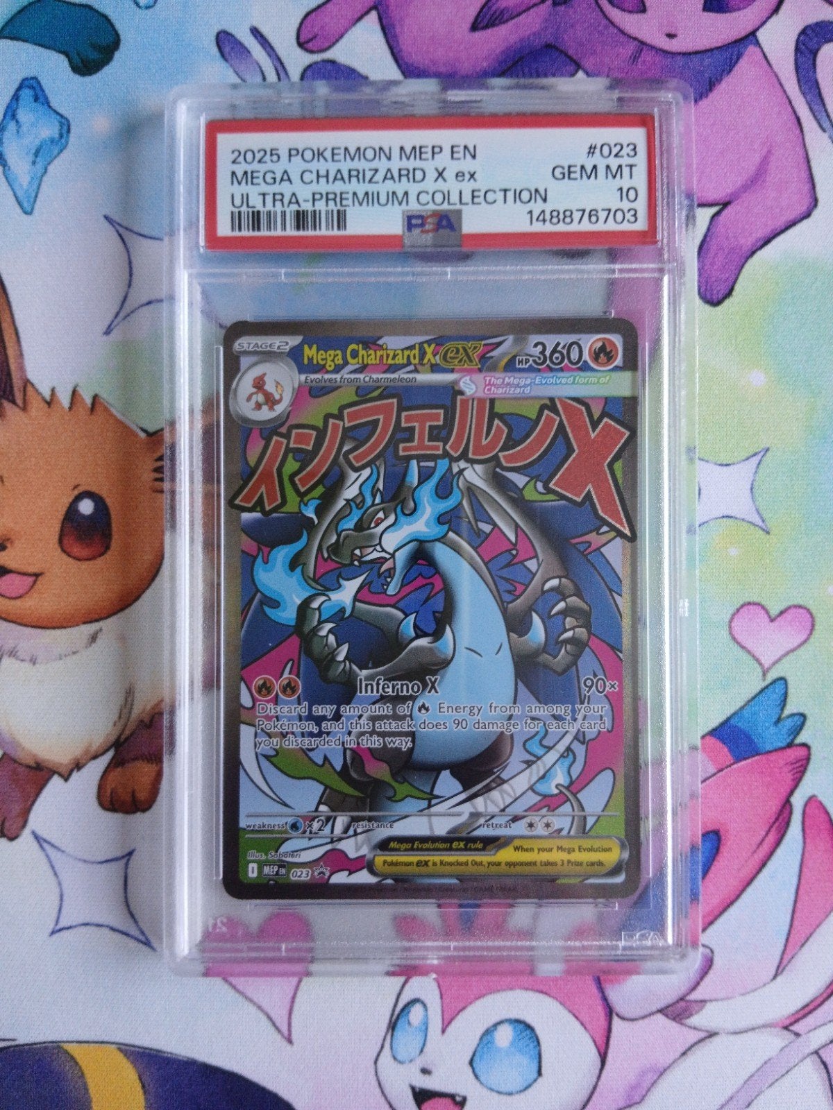 Mega Charizard X EX #023 ( PSA 10) UPC Promo, Hobby en Vrije tijd, Verzamelkaartspellen | Pokémon, Verzenden, Nieuw, Losse kaart