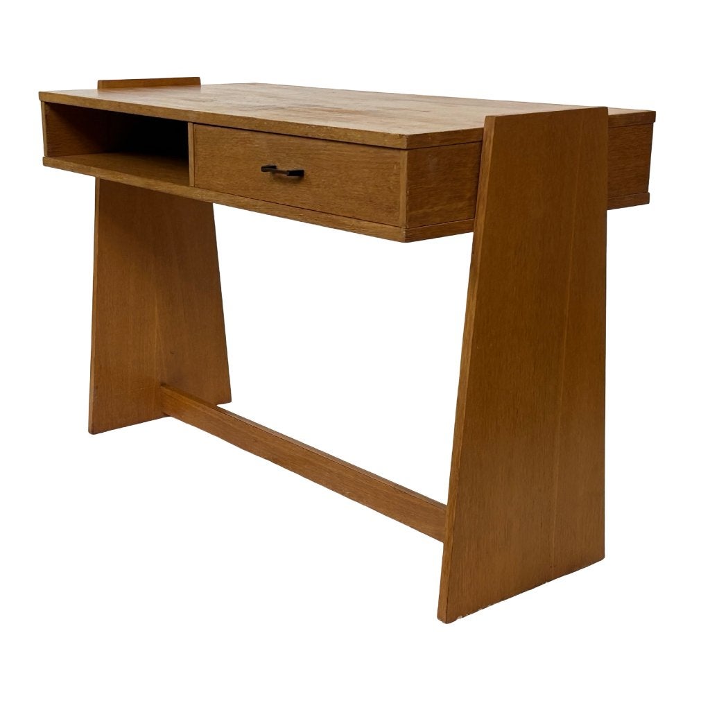 Vintage Bureau Vrijstaand Jaren 70 Eiken Design, Ophalen of Verzenden, Vintage bureau, Vintage bureau, Vintage bureau