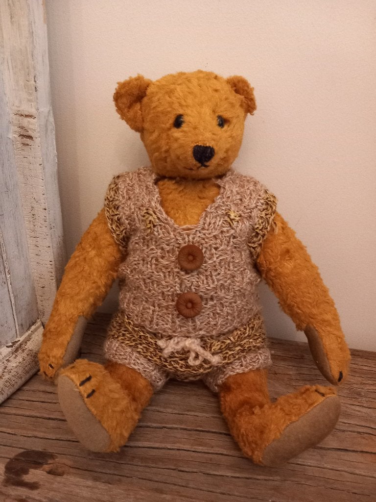 Vintage gebreid wollen beren pakje 2 delig jaren 50., Ophalen, Zo goed als nieuw, Kleertjes