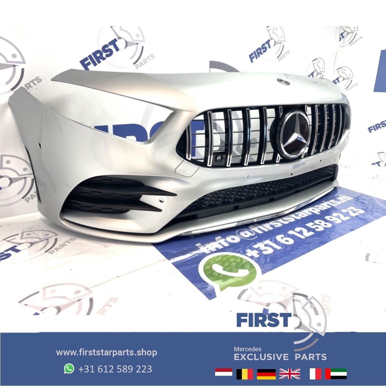 W177 Mercedes A KLASSE AMG LINE VOORBUMPER ZILVERGRIJS 2018-, Auto-onderdelen, Gebruikt, -, Voor, Ophalen of Verzenden