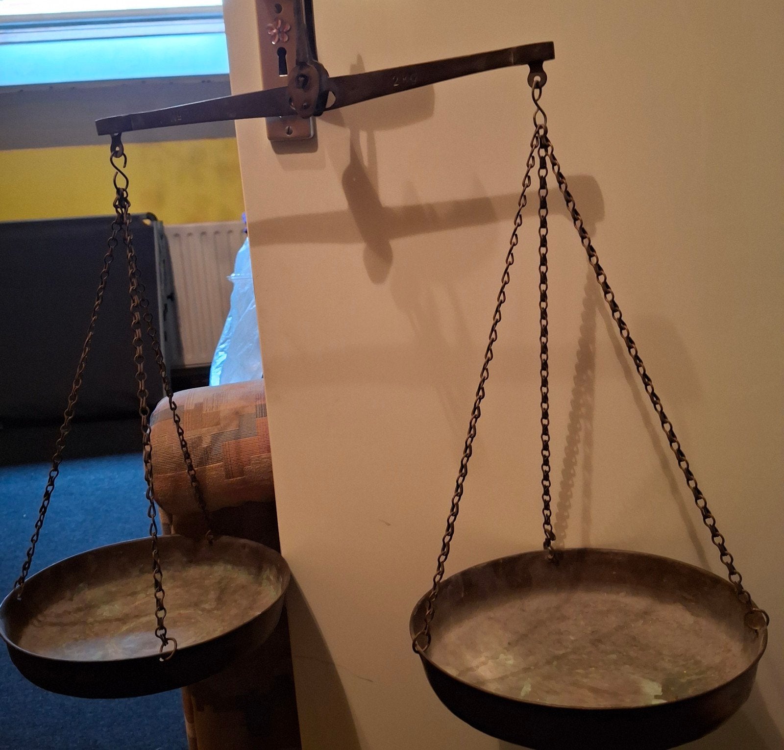 Antieke koperen balansweegschaal - 2 kg, Ophalen of Verzenden