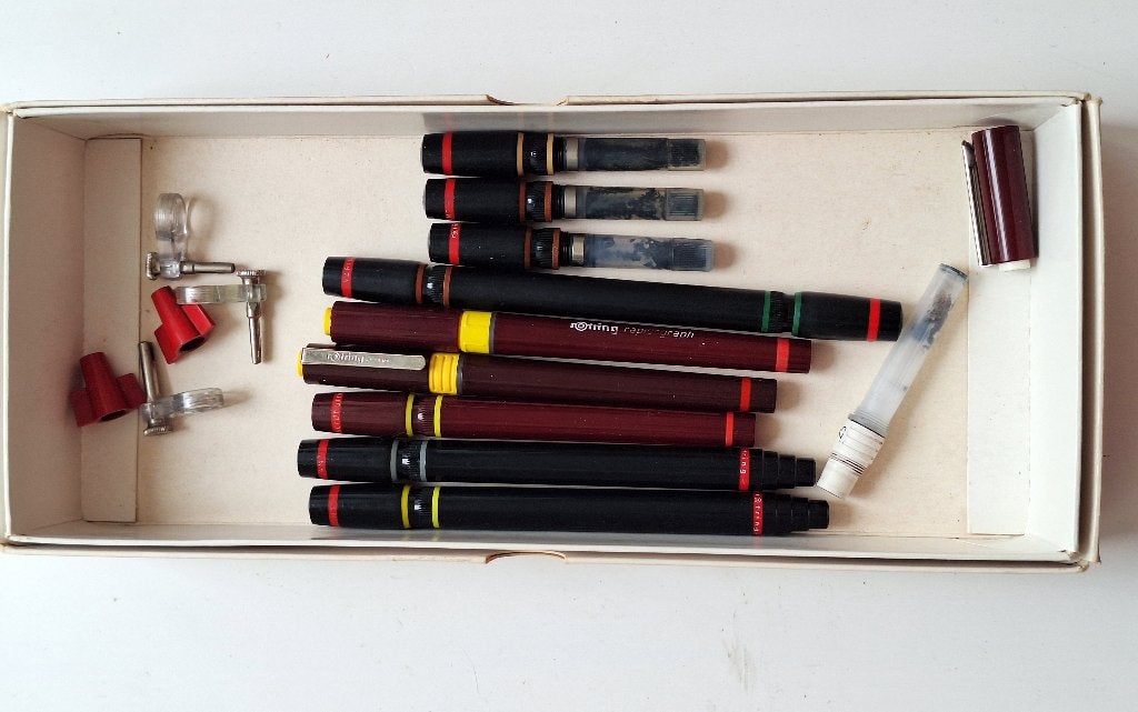 Setje Rotring tekenpennen, Ophalen of Verzenden, Gebruikt, Potlood of Stift