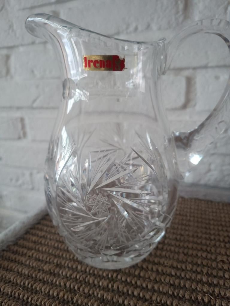 Irena kristalachtig glas karaf/kan sterpatroon, Ophalen of Verzenden