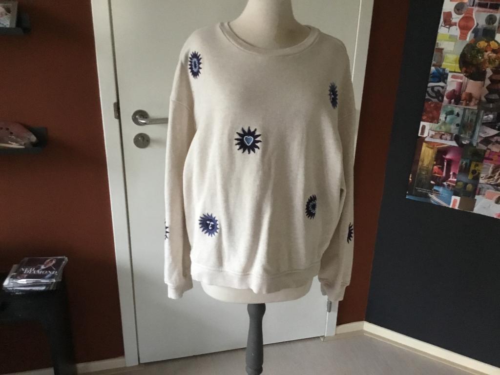 FABIENNE CHAPOT sweater zgan creme-blauw L, Kleding | Dames, Ophalen of Verzenden, Zo goed als nieuw, Blauw