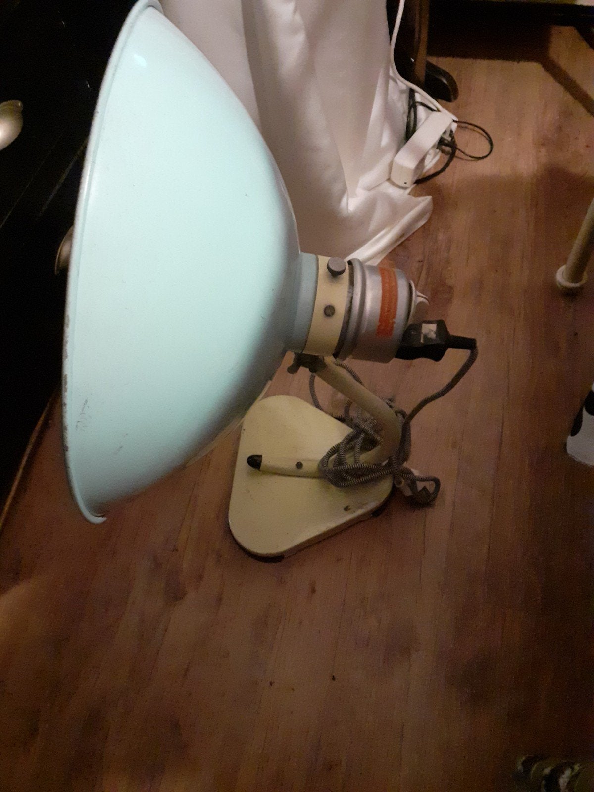 zeer oude pastel blauw brocante straalkachel werkend, Antiek en Kunst, Ophalen of Verzenden