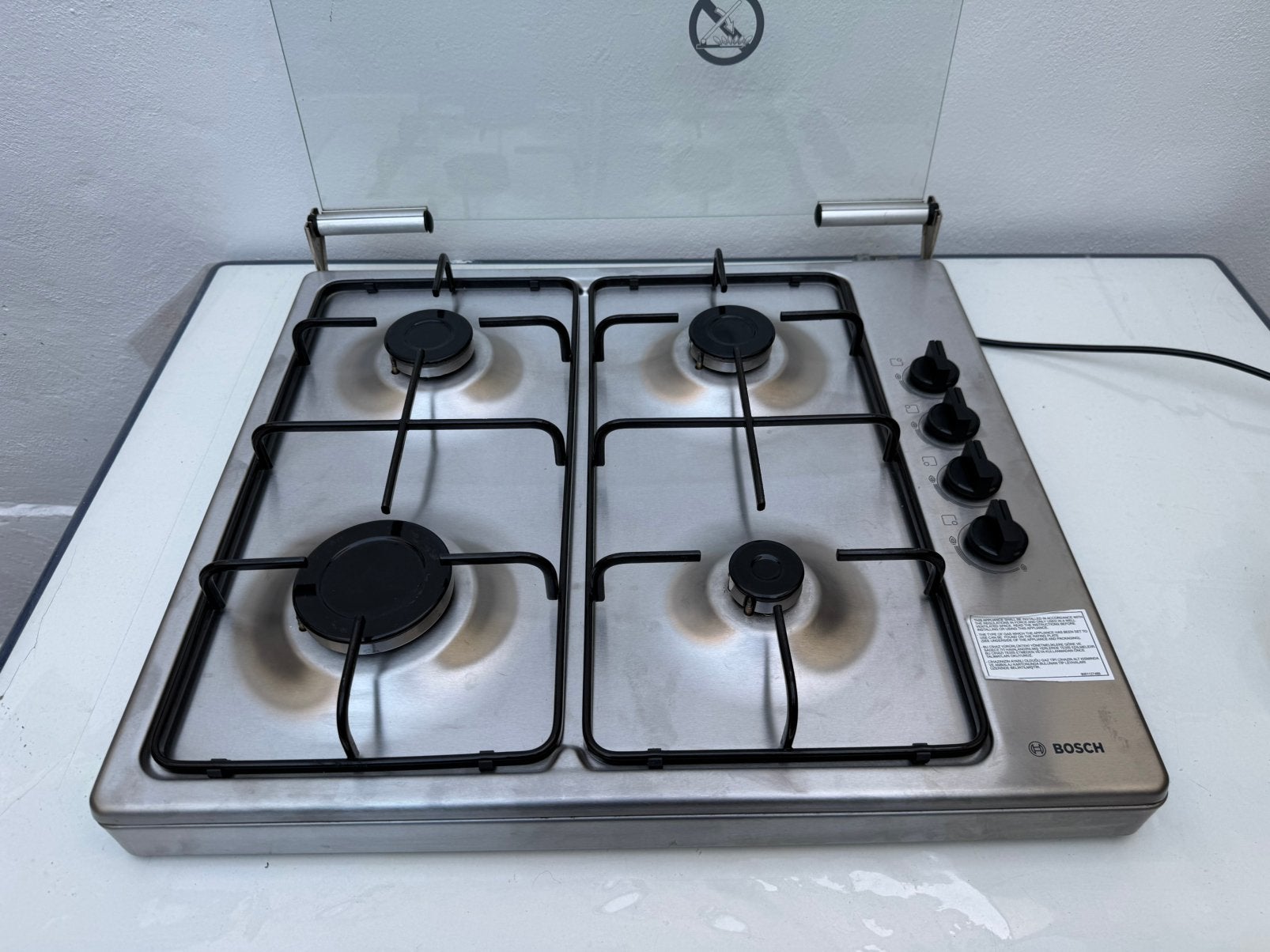 Bosch RVS Gaskookplaat | Op Butaan/Propaan | Outdoor/Camping, Witgoed en Apparatuur, Kookplaten, Ophalen, 4 kookzones, Zo goed als nieuw