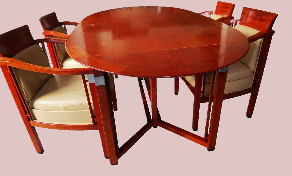 Schuitema Art Deco Decoforma ovaal eettafel Tafel 4 Stoelen, Ophalen, Gebruikt, 100 tot 150 cm, 200 cm of meer