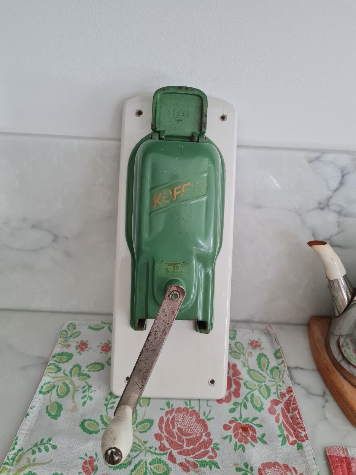 Vintage Koffiebonenmolen - Groen Emaille Wandmodel, Ophalen