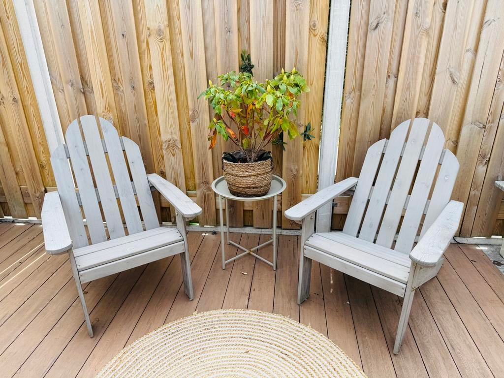 Set van 2 Adirondack stoelen - grijs hout, Zo goed als nieuw, Stoel, Tuinset, Hout