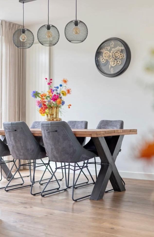 Eettafel met 6 stoelen, Huis en Inrichting, Ophalen, Gebruikt, 50 tot 100 cm, Vijf personen of meer