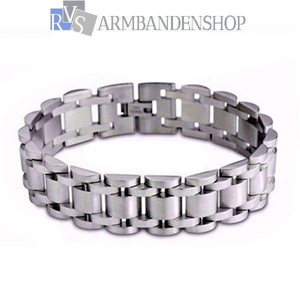 rvs stoere heren armband van edelstaal zilver kleurig, Verzenden, Nieuw, Zilver, Staal