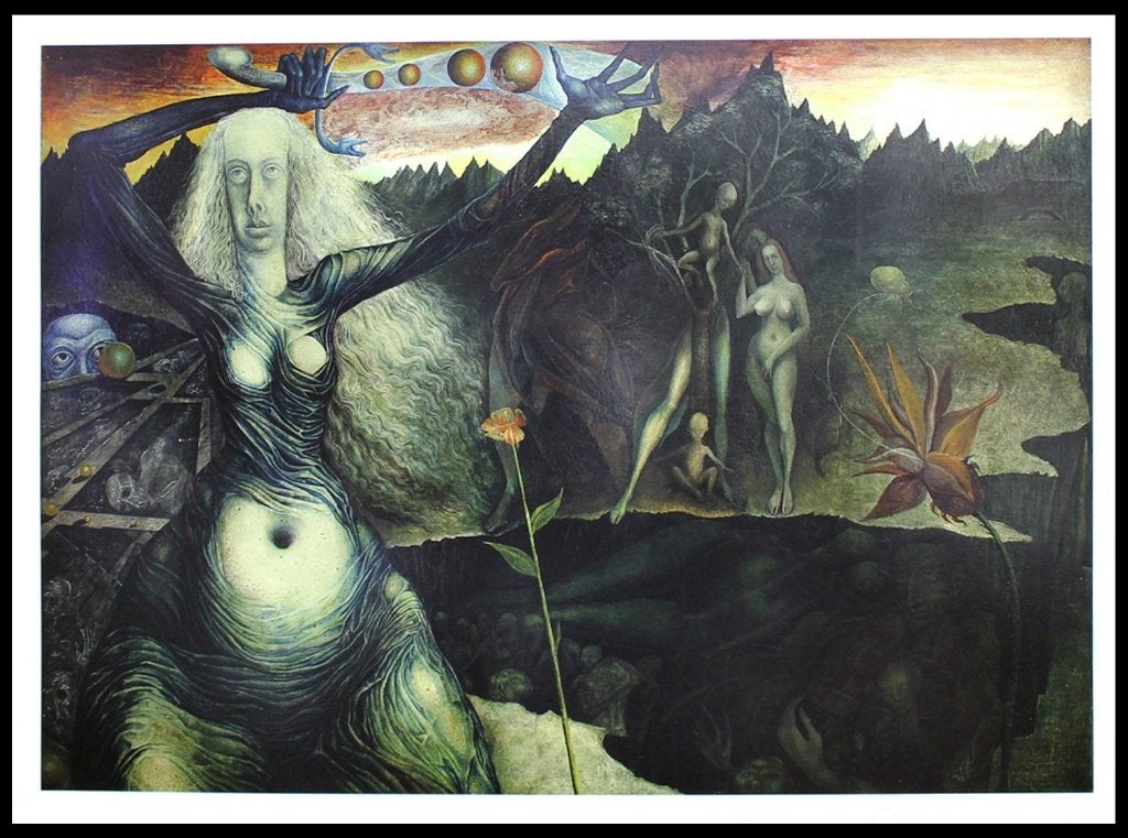 # Ernst Fuchs # Uniek Werk " Erotischer Lebensbaum " Handges, Antiek en Kunst, Ophalen of Verzenden