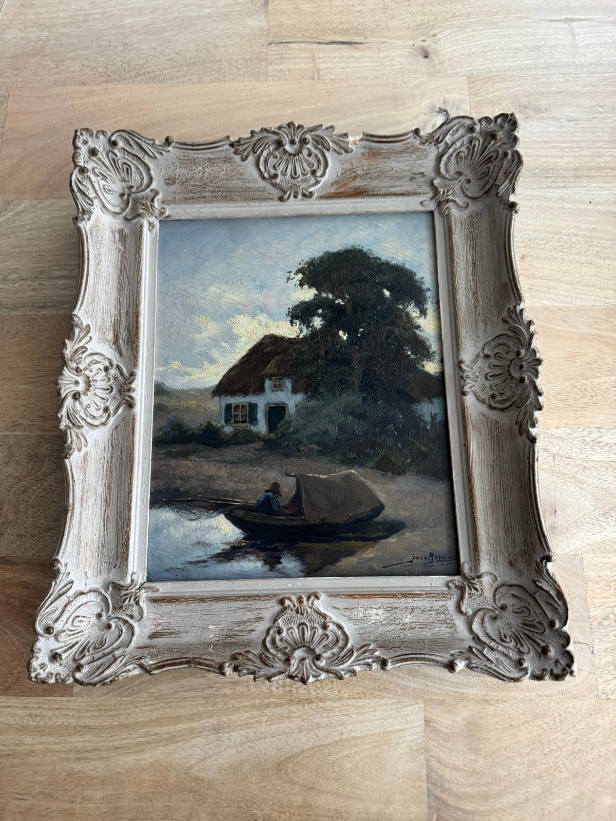 Schilderij Jacob van Rossum - Hollands landschap, Ophalen, Doek, Gesigneerd, Landschap